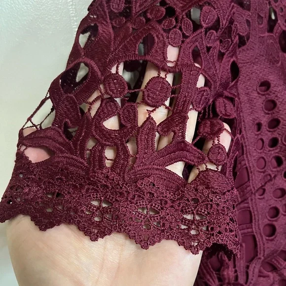 ANTONIO MELANI Burgundy Lace Midi Dress - Picture 4 of 13